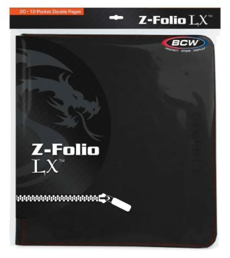 BCW Binder: 12-Pocket Z-Folio LX Black 1-ZF12LX-BLK